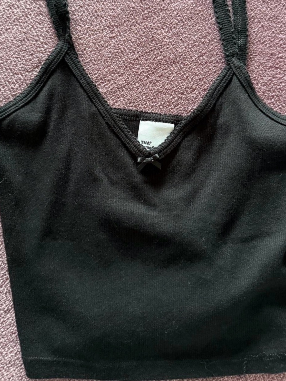 Aritzia TNA Women's Black V-Neck Tank Crop Top